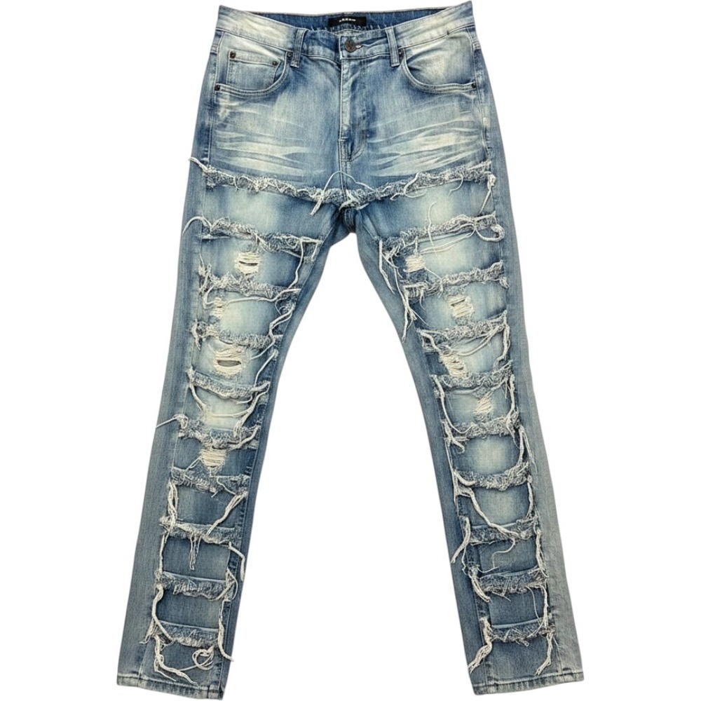 Spark Premium Denim Studio Collection Distressed Light Wash Jeans 34/36 K288 199